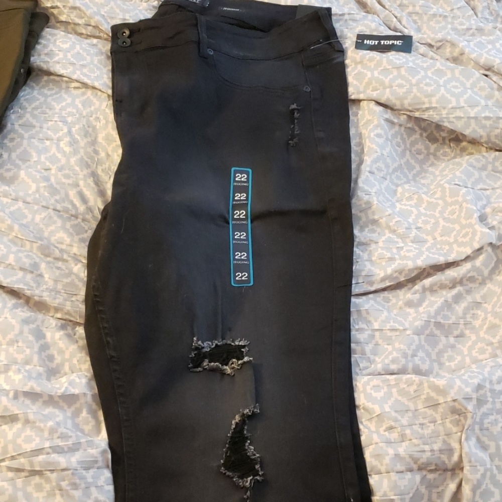 Black Ripped Jean Style Jeggings